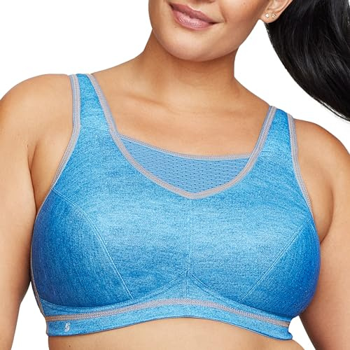 Stora storlekar, plus storlek, bustier elite sport-BH med bästa grepp utan bygel, nr 1067, Ljus denim, 100F