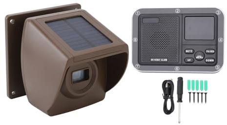 Driveway Alarm, Wireless Motion Sensor Detector with 0.5 Mile Long Range, Rechargeable Battery, Solar Powered, IP55 Weatherproof for Outdoor Security