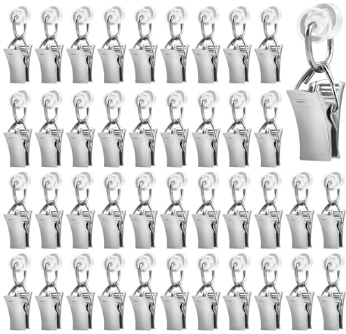 Vorhang Clips, 60 Stück Vorhang Klammern, T-Glider Gardinenklammern mit Kunststoffrollen, Gardinenröllchen Vorhangklammern für Gardinenschiene, Flächenvorhänge, T-Schienen (Vorhang Clips-B)