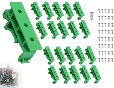 Lhbwhiz 20 pièces (10 jeux) Kit d'adaptateurs pour Rail DIN,Support de Installation de Circuit imprimé,Adaptateur de Installation sur Rail DIN PCB,Clip de Support de Support de Installation avec 40vis