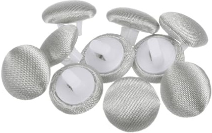QUARKZMAN 10 Stück Knöpfe 10mm Stoffbezogene Knöpfe Grau Nähknöpfe mit Stoff bezogen Runder Kunststoffschaft Ösen Vintage für Anzüge Kleider Blusen Mantel Jacke Blazer Basteln