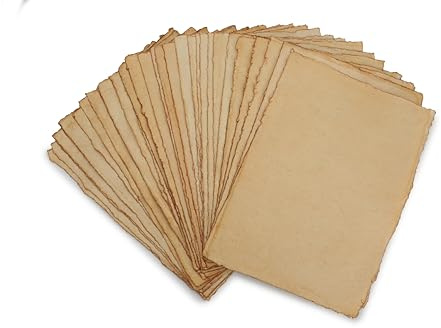 Fausta Handmade Vintage Textured Cotton Paper 50 Sheets A4 11.69 X 8.27 (250 GSM)| Deckle Edge Antique Paper for Sketching, Drawing, Invitations, Mixed Media