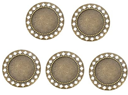 CORHAD 5stücke Diy Zeitbasishalter Aus Legierung Originelles Schmuckzubehör Hohles Diy-basistablett Runde Ablage Für Broschen Diy-brustnadel Schmuckherstellungstablett Für Zuhause Antik-
