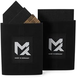 MAY-TIE Einstecktuch aus Leinen und Kork | 2in1, vorgefaltet | höhenverstellbar | Vegan (Black Check, Schwarz)
