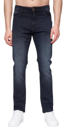 Henleys - Herr 'Craze' denim komfort raka ben jeans, Blåsvart, 32W x 32L