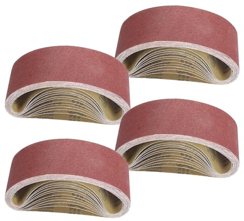 XoeLLe 20 Stück Schleifband 75x533, Bandschleifer Schleifbänder, Gewebe-Schleifpapier Schmirgelpapier, Schleifbänder für Bandschleifer, für Holz, Metall, Plastik, je 4 x P80/P120/P150/P240/P400