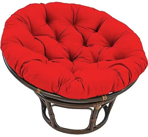 Dickes Outdoor-Schaukelstuhlkissen, groß, rund, Papasansessel, Kissen mit Rattan-Hängekorb-Kissen, E-Nest-Ersatzpolster, Rot, 60 x 60 cm