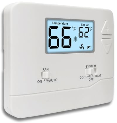 NonProgrammable Thermostat for Home, Digital Energy-Saving Thermostat,Single-Stage Systems, 1 Heat/1 Cool, Easy DIY Install, White Backlight