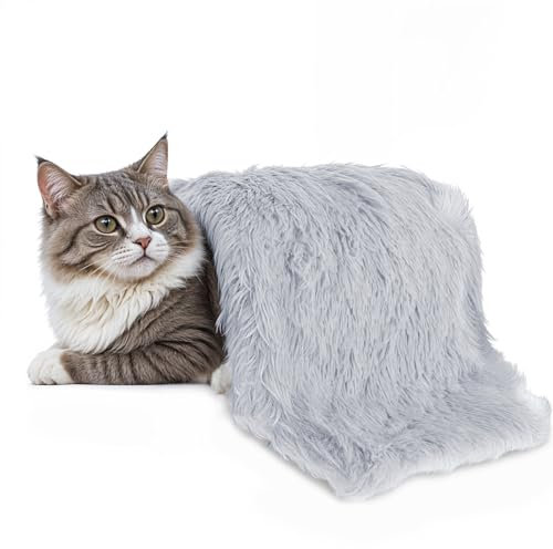 Dimeho Beruhigende Kuscheldecke für Haustiere Flauschige Decke für Hunde & Katzen Superweich und Warm 22 × 14 Zoll/56 × 36 cm Graue Welpendecke für Innenbereich Maschinenwaschbar Graue