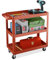 Relaxdays Carrello Portautensili Officina, Carrellino a 3 Ripiani Porta Attrezzi Lavoro, 76x78x35 cm, Max. 100 kg, Rosso, Gomma, Ferro, Acciaio