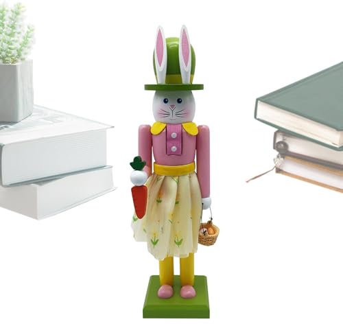 Easter Bunny Nutcracker Wooden Realistic Wooden Bunny Nutcracker Decoration