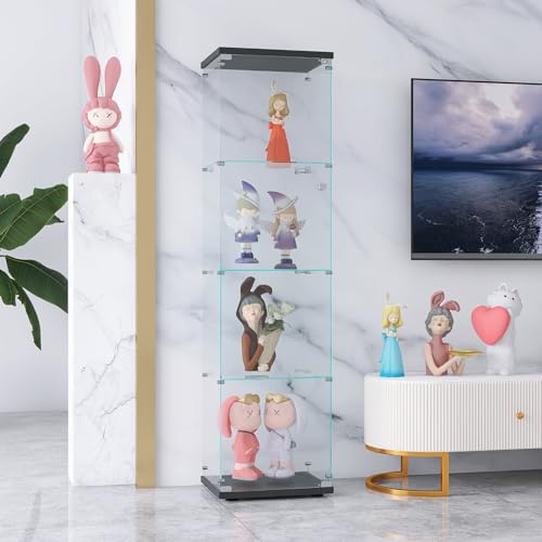 Vitrine aus Glas, stehend, 164 x 80,5 x 42,4 cm, Vitrine für moderne Sammlung, 3 Schichten, aus Glas, für Sammlerstücke, Bücher, Wein