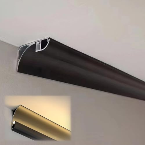 Genérico Canal de luz LED de Aluminio Blanco para Techo, Pared y Suelo. Kit Moderno de moldura de Corona LED. Zócalos de iluminación indirecta de bajo Consumo, fáciles de Instalar, para Uso residenci