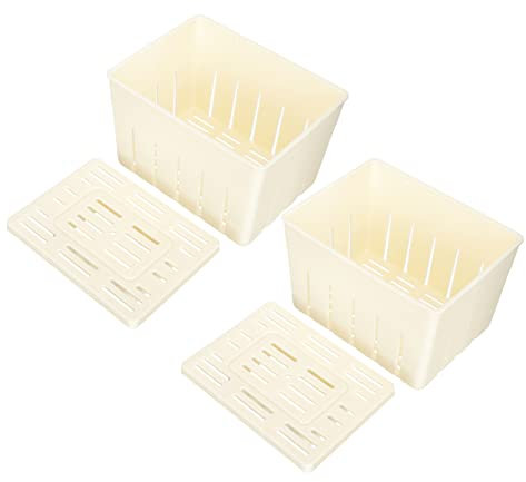 Gatuida 2 Pcs Plastic Tofu Molds 140x105x95mm Bean Curd Makers for Homemade Tofu Kitchen Tool Set