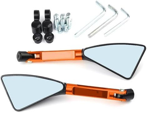 Motorrad Lenkerendenspiegel Für Kawa&saki Für Vulcan/S 650cc Für Vulcans 650cc Universal Motorrad Spiegel CNC Seite Rückspiegel(Orange)