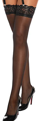 EVELIFE Women Lace Thigh Bands Anti-skid Silicone Silk Stockings