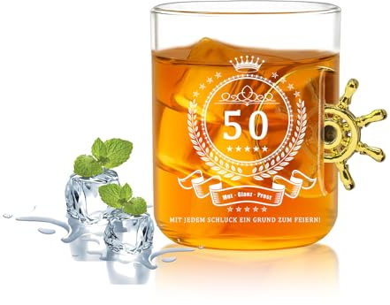 GROVBLE Regalos para el 50 cumpleaños para hombres, 330 ml, vasos de whisky con grabado, vasos de cerveza, vaso de cerveza con grabado, 50 cumpleaños, ideas de regalo para 50 cumpleaños
