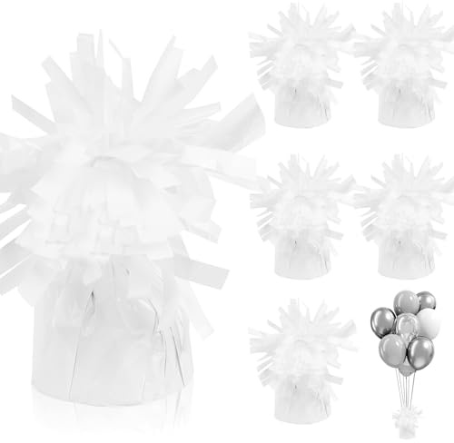 Niuny Pesetti per Palloncini Pesi per Palloncini ad Elio 10 pcs Peso per Palloncinis con Lamina Metallica 170g/Pcs Riutilizzabili per Compleanno Feste Celebrazioni Decorazione (Bianco 6pcs)