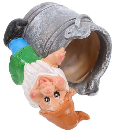 Yardenfun Pot de Fleurs Original Résine avec Nain de Jardin Décoratif Jardinière Compacte pour Plantes et Cactus Décoration Intérieure et Extérieure Légère