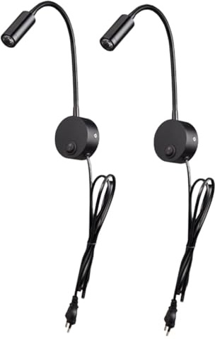 HAMPPLIES 2 pezzi Lampada da Parete LED Flessibilper Comodino Luce da Lettura Morbida per Camera da Letto Montaggio Muro o Testiera Nero