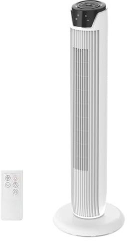 Midea Turmventilator FZ10-17JR(WH), 92cm, mit Fernbedienung, Weiß | 3 Modi, 3 Geschwindigkeiten, 7h Timer, 45W, Leise, fuer Schlafzimmer & Wohnzimmer