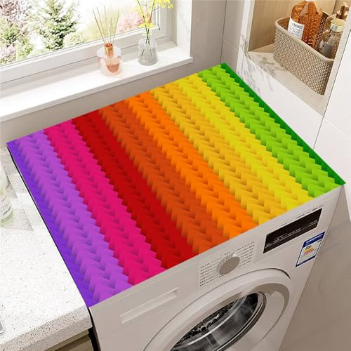 Hearda Housse Machine a Laver Style Coloré, Dessus Tapis Lave Linge Antidérapant, Housse de Protection pour Machine à Laver Top, Tapis de Protection pour Dessus Sèche-Linge (Orange,30x40cm)