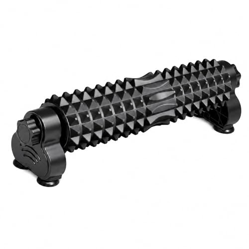 GOOGO Rodillo de fascia con soporte, 54 cm, rodillo para columna y espalda, yoga, pilates, estiramientos, relajación muscular, masaje para espalda, cuello y piernas (negro)
