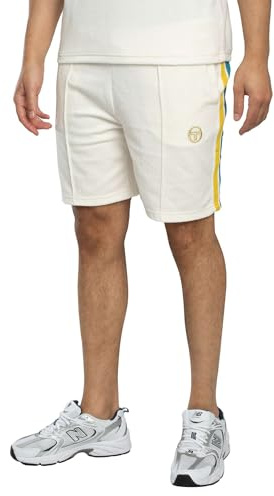 Sergio Tacchini Hombre Pantalones Cortos Deportivos De Terciopelo Monte, Gardenia/Maritime Blue