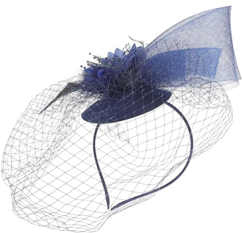 HAPINARY Serrage-tête Fascinateur en Tissu Bleu Marine Plumage, Accessoire Coiffure Décoratif et Facile à Porter pour Mariage ou Performance Scène