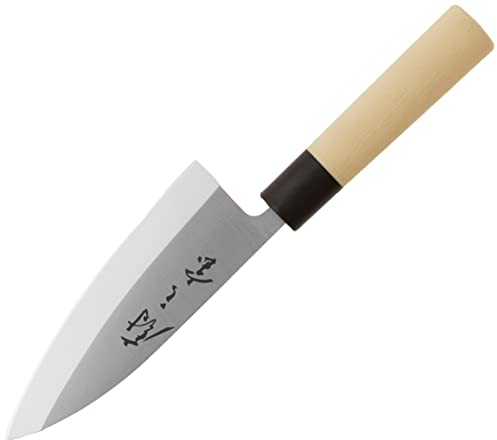 Mercer Culinary Asian Collection Knives, Stainless Steel, Wooden Handle, 6-inch Deba Knife
