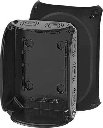 Hensel KF 1600 B Kabelabzweigkasten wetterfest IP66 ohne Klemme | Feuchtraumdose bis 16 qmm 3phasig, 16 qmm 1phasig, ohne Klemme, für Outdoor & Keller, schwarz
