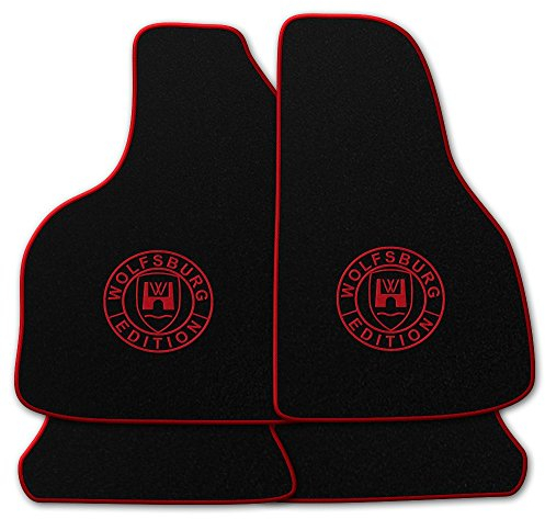 Autoteppich Stylers Q100_WOB-103-040 Passform Fußmatten mit Druck Wolfsburg Edition (WOB) und Rand in Rot