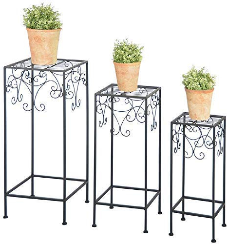 DREI Nostalgie Blumenhocker, Vintage Blumentische Set, Pflanzenhocker, Eisen