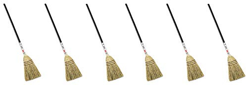 (6 Pack Value Bundle) RCP6373BRO Lobby Corn-Fill Broom, 38-in Handle, Brown