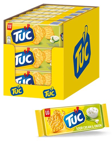 TUC Sour Cream & Onion 18 x 100g - Fein gesalzenes Knabbergebäck mit Sauerrahm-Zwiebelgeschmack
