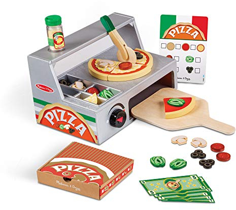 Melissa & Doug Top & Bake Pizza Counter Play Set | Pretend Play | Play Food | 3+ | Gift for Boy or Girl