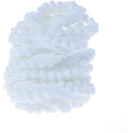 Yalulu 10 Yards Mini Pompons Haarball Ball Lace Spitze Trim Band für Kleidung DIY Fertigkeit und Dekorieren Nähen Zubehörteil (Weiß)