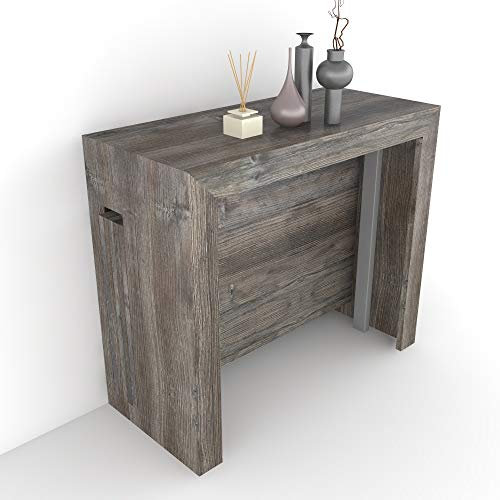 VE.CA - MERCURIO - Tavolo Consolle Allungabile con Porta Prolunghe - da 40 a 300 cm - Pino grigio Jackson - Ideale per Arredo Cucina e Casa - Made in Italy
