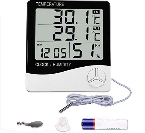 Mengshen Digital Hygrometer Thermometer Temperatur Luftfeuchtigkeit Monitor | Indoor & Outdoor Home Office Temp Feuchtigkeitsmesser Meter LCD-Display, Inkl. Batterie TH03