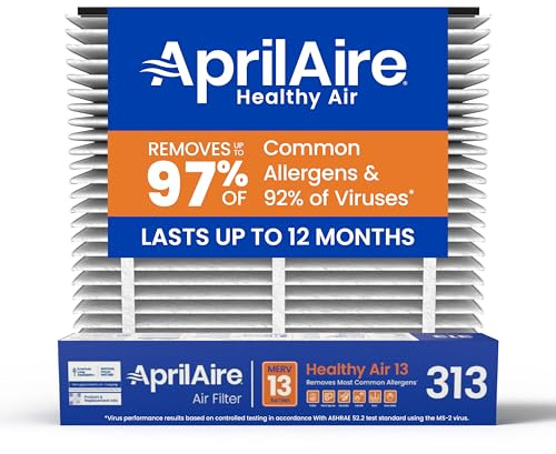 AprilAire 313 Replacement Filter for AprilAire Whole House Air Purifiers - MERV 13, Healthy Home Allergy, 20x20x4 Air Filter (Pack of 1)