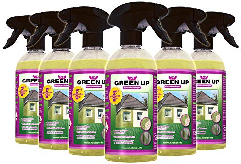 KABITEC GREEN UP Fassadenreiniger gebrauchsfertig, 6x 500 ml │ Grünbelagentferner Algenentferner mit Langzeiteffekt Stockfleckenentferner Flechtenentferner