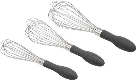 Amazon Basics 3 pezzi Set di fruste a filo in acciaio inox, 3 pezzi, Grigio