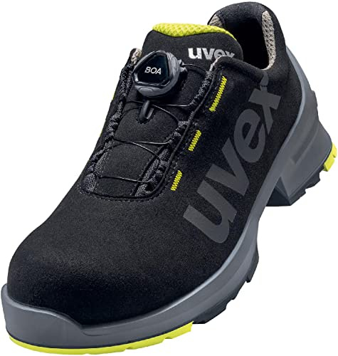 Uvex 1 Halbschuh mit BOA Fit System, Sicherheitsschuhe S2 SRC, Arbeitsschuhe für Damen & Herren, Schwarz/Lime, Größe 41