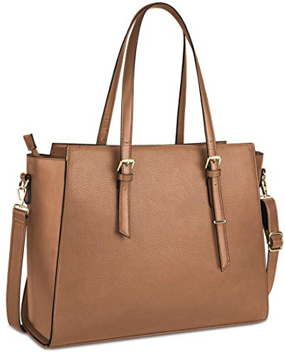 NEWHEY Handtasche Damen Shopper Damen Große Braun Gross Laptop Tasche 15.6 Zoll Elegant Leder Umhängetasche für Büro Arbeit Schule
