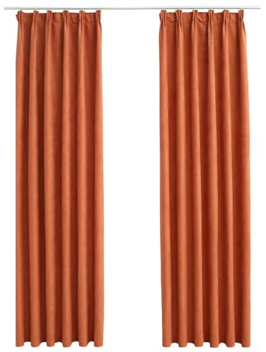 vidaXL 2X Vorhang Verdunkelung mit Haken Verdunkelungsvorhang Kräuselband Thermo Gardine Blickdicht Vorhänge Wohnzimmer Rostbraun 140x245cm