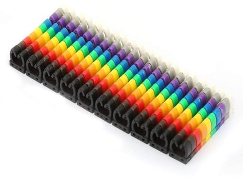 Kabelmarkierungsset Clip On Design 100 Stück Kabelnummernschilder UV Beständig für Elektroinstallation Drahtkennzeichnung 1.5 mm² 2.5 mm² 4 mm² 6 mm² (100PCS -4MM 4 square) | Helle bunte Nummerierungsröhren für klare Drahtidentifikation, langlebige Kunststoff-Clip-Riemen sichern Kabel