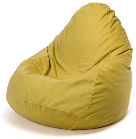 Ecopuf Fuzzy - Pouf Poltrona Sacco in Microfibra - Puffo per Sedersi - Puff Poltrona Relax - Pouf Sacco con Imbottitura in Palline di Polistirolo - Arredamento Casa - 80x110 cm - Giallo A28