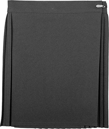 STAR FASHION Kids Girls School Uniform P.E. Netball Sports Gym Skirt Kilt Knife Pleats Wraparound Skirts Drop Waist Pleated Summer Skirt’s Sportswear (Waist 32) Grey