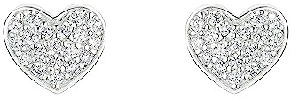 s.Oliver Ohrstecker 925 Sterling Silber Damen Ohrstecker, mit Zirkonia synth., 0,6 cm, Silber, Herz, Kommt in Schmuck Geschenk Box, 2032879