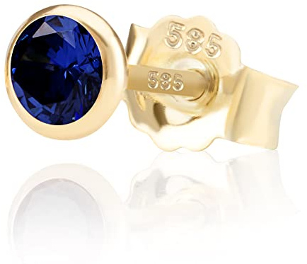 NKlaus Ohrstecker 585er Gelbgold, 14 Karat, Zirkonia, Ø 5,0mm 1 Stück | Butterfly-Verschluss